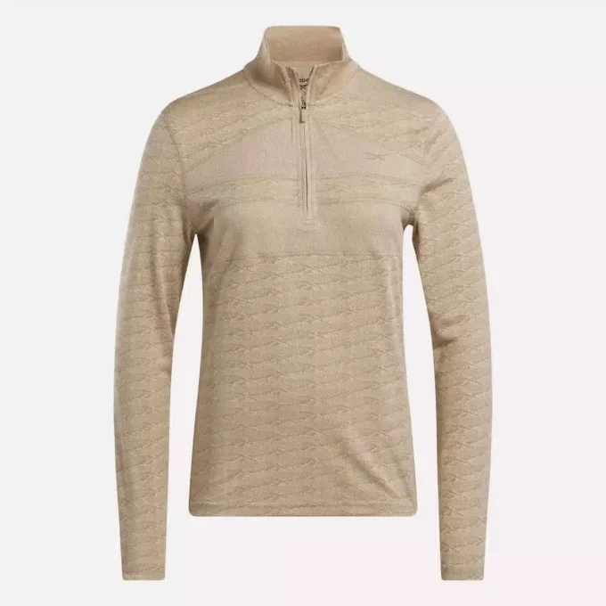 Damska bluza golfowa z długim rękawem, zaprojektowana z wykorzystaniem technologii Vector Jacquard, z zamkiem 1/4 Damska bluza golfowa z długim rękawem, zaprojektowana z wykorzystaniem technologii Vector Jacquard, z zamkiem 1/4