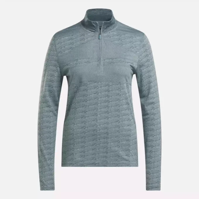Damska bluza golfowa z długim rękawem, zaprojektowana z wykorzystaniem technologii Vector Jacquard, z zamkiem 1/4 Damska bluza golfowa z długim rękawem, zaprojektowana z wykorzystaniem technologii Vector Jacquard, z zamkiem 1/4