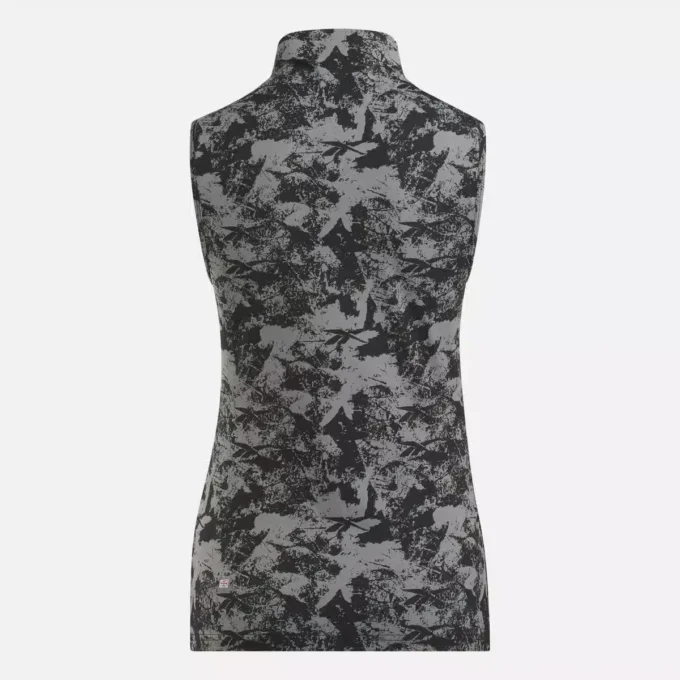 Damska bluzka golfowa bez rękawów z golfem – nadruk Vector Abstract Damska bluzka golfowa bez rękawów z golfem – nadruk Vector Abstract