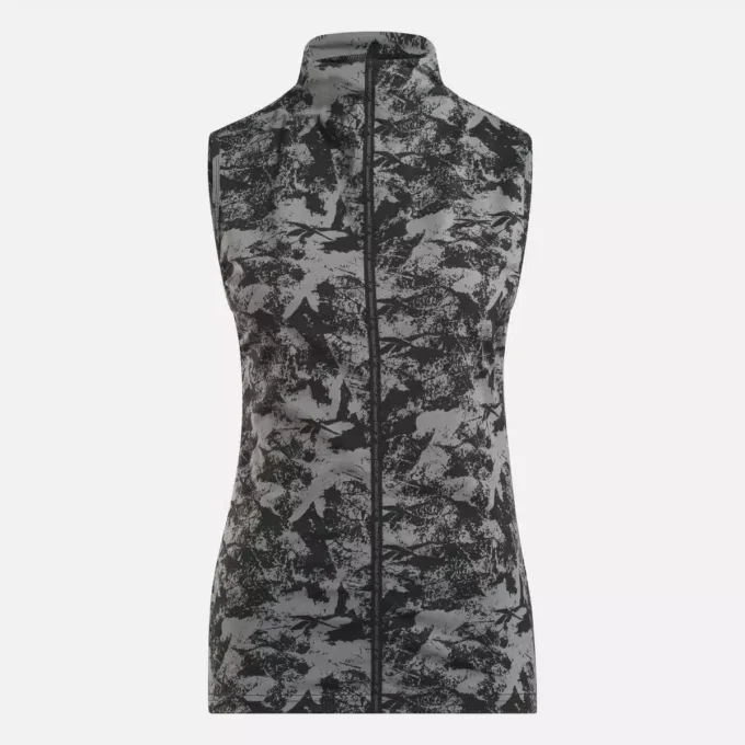 Damska bluzka golfowa bez rękawów z golfem – nadruk Vector Abstract Damska bluzka golfowa bez rękawów z golfem – nadruk Vector Abstract