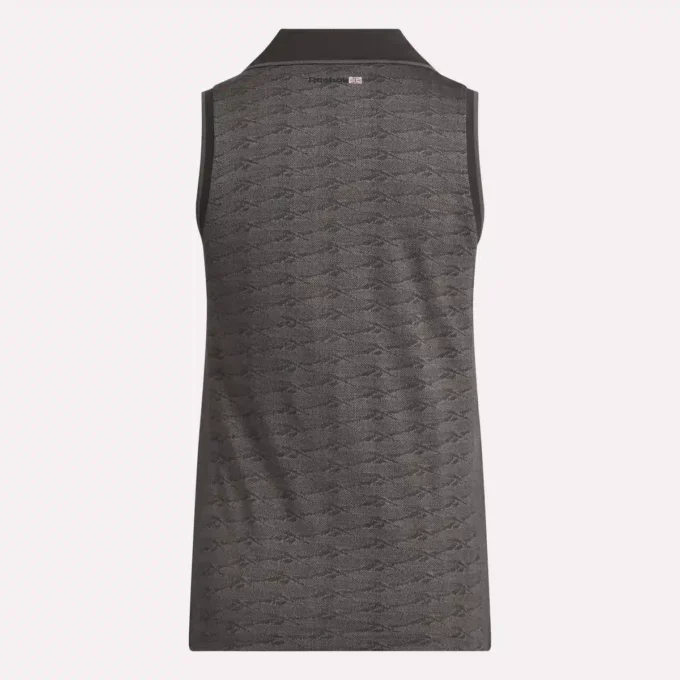 Damska koszulka golfowa polo bez rękawów z tonacyjnym wzorem Vector Jacquard Damska koszulka golfowa polo bez rękawów z tonacyjnym wzorem Vector Jacquard
