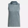 Damska koszulka golfowa polo bez rękawów z tonacyjnym wzorem Vector Jacquard Damska koszulka golfowa polo bez rękawów z tonacyjnym wzorem Vector Jacquard