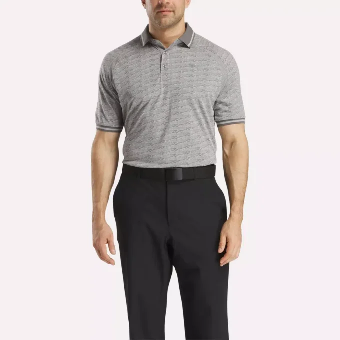 Męska koszulka polo z krótkim rękawem w tonacji kolorystycznej Vector Jacquard z wykończeniem w paski Męska koszulka polo z krótkim rękawem w tonacji kolorystycznej Vector Jacquard z wykończeniem w paski