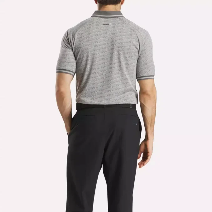 Męska koszulka polo z krótkim rękawem w tonacji kolorystycznej Vector Jacquard z wykończeniem w paski Męska koszulka polo z krótkim rękawem w tonacji kolorystycznej Vector Jacquard z wykończeniem w paski